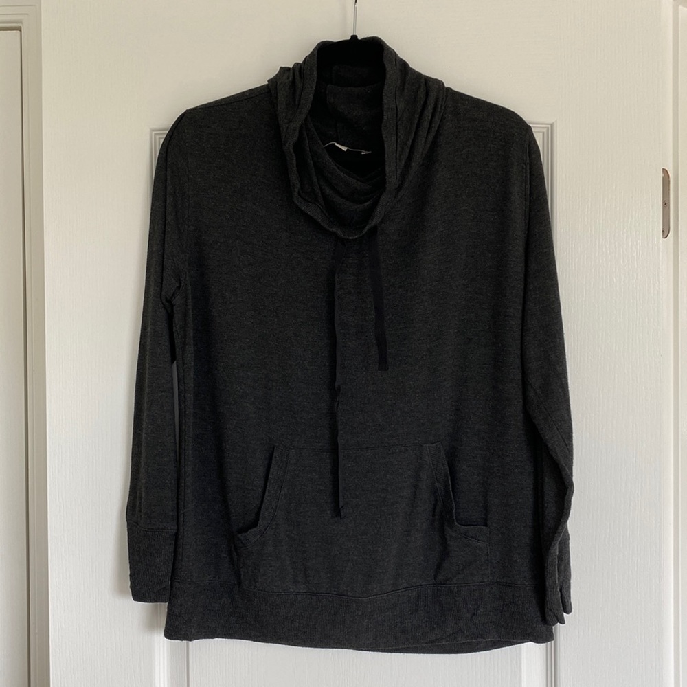 Charcoal grey sporty cowl neck sweatshirt